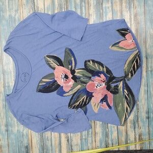 Lucky Brand Blue and Pink Floral Long Sleeve Top